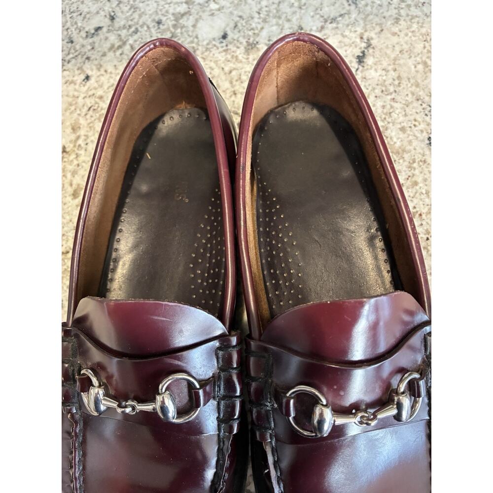 G.H. Bass Lincoln Bit Lug Weejuns Loafers Mens Size 11 Wine Red Burgandy Leather - Picture 8 of 8